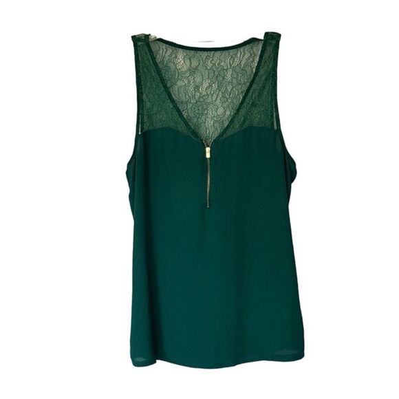 Express Tops - Express | Women’s Forest Green Tank Top Sleeveless Lace Blouse